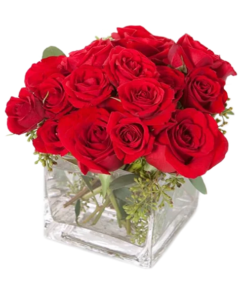 Rose rosse e fucsia in vaso di vetro - Fiorista Roberto Di Guida